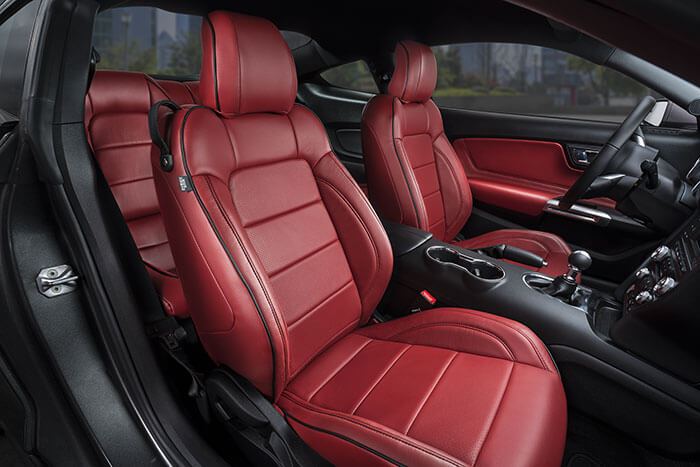 Katzkin Ford Mustang red leather interior