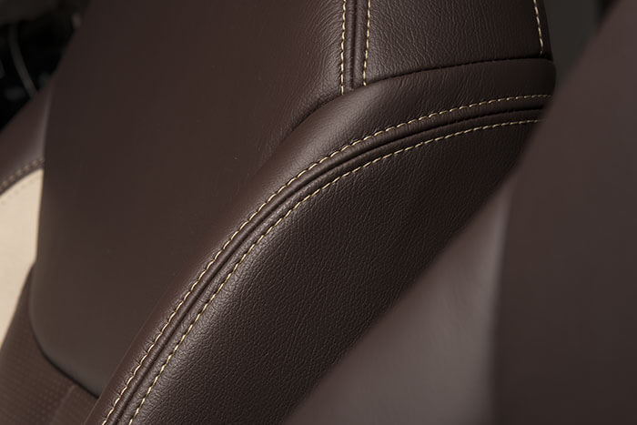 Brown Jeep Wrangler Leather Seat Close Up