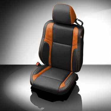 Black and Orange Dodge Challenger Leather Seat