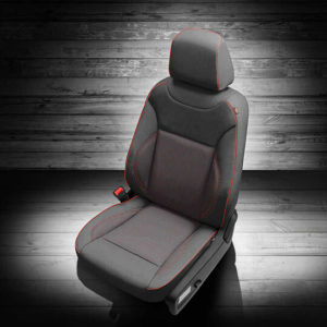 Grey Dodge Charger Seat Covers with Red Accents