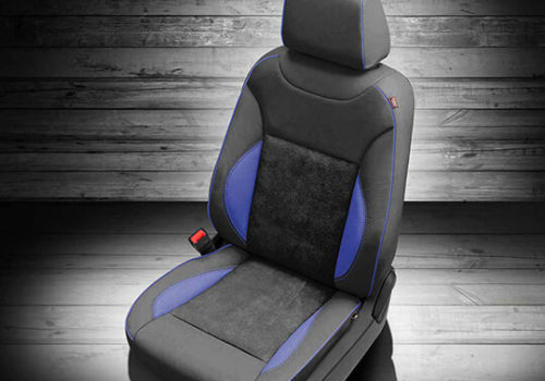 Grey Dodge Charger Leather Seat with Blue Accents