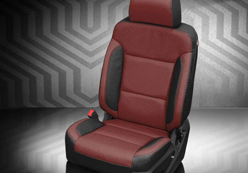 GMC Sierra Maroon and Black Leather Seat