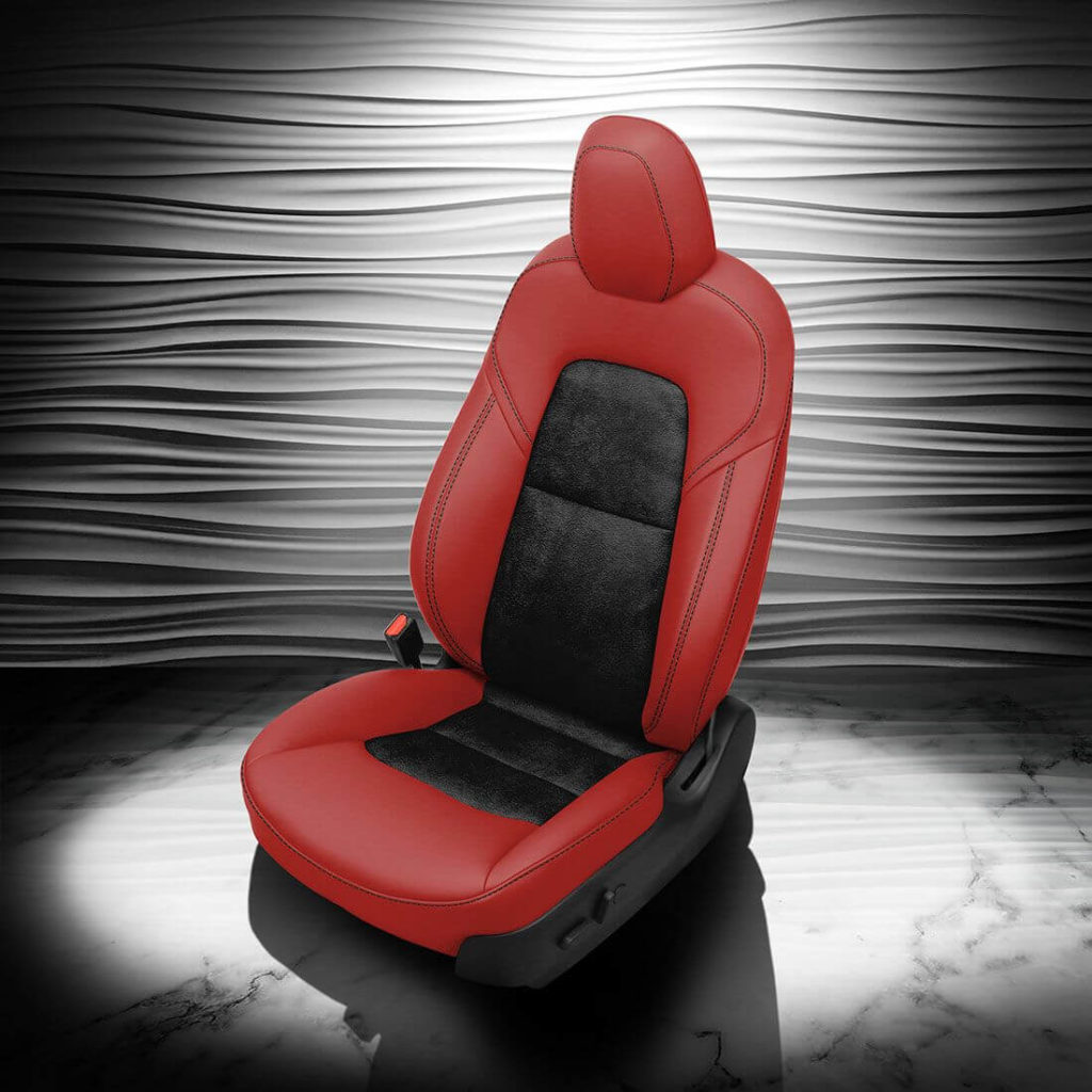 Tesla Model 3 Red And Black Leather Seat