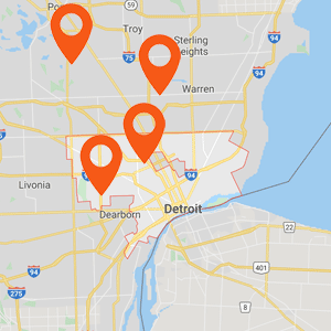 Katzkin Auto Upholstery Detroit MI Area Map