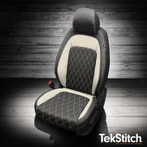 Black and White TekStitch Hyundai Venue Seat Covers