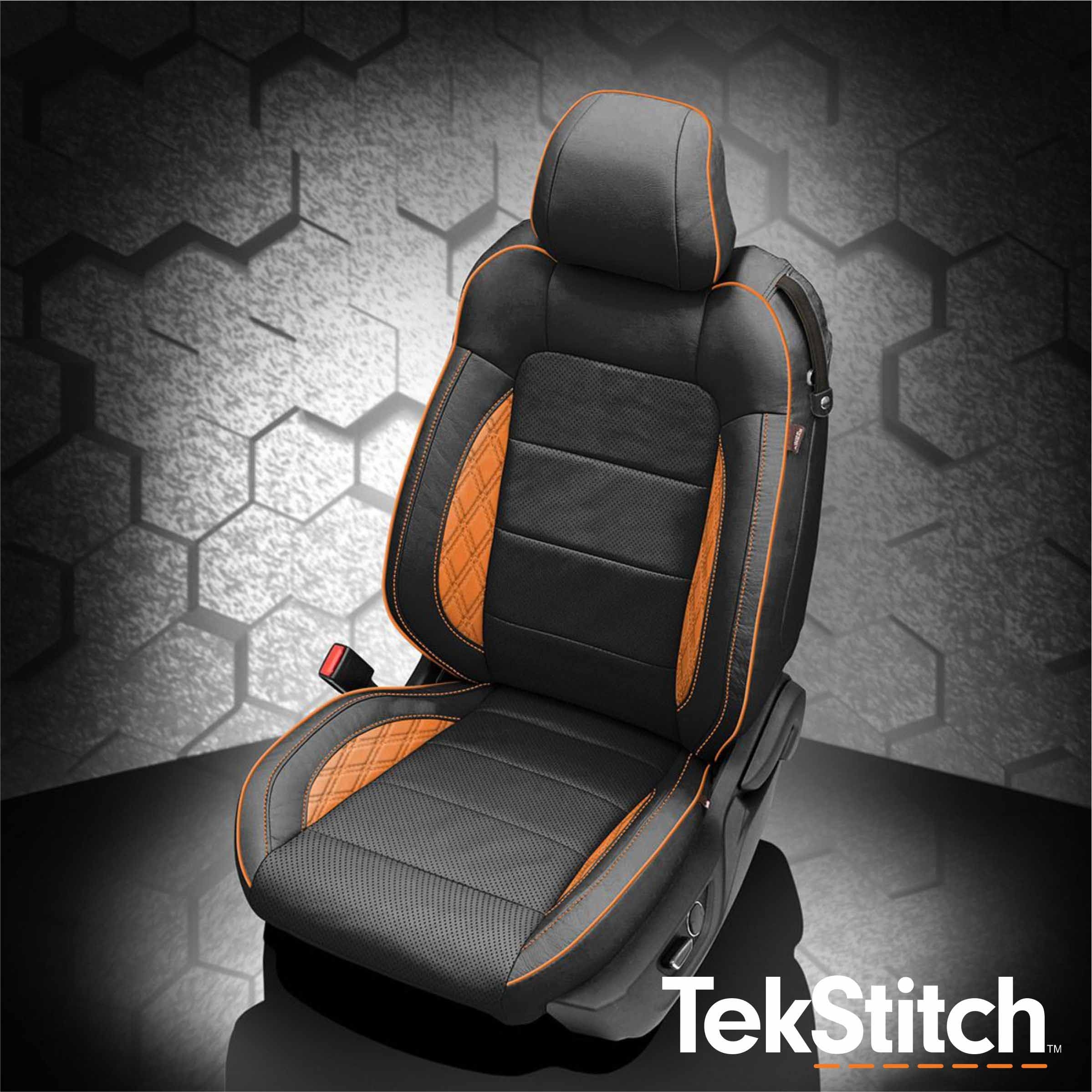 Black and Orange Ford Mustang Leather Seats