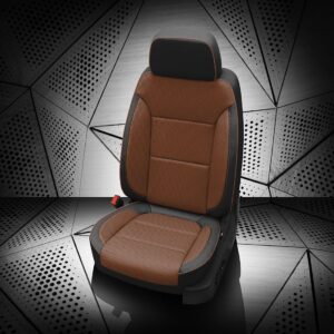 GMC Brown and Black Leather Seats