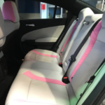 Rear White and Pink Leather Seat Covers