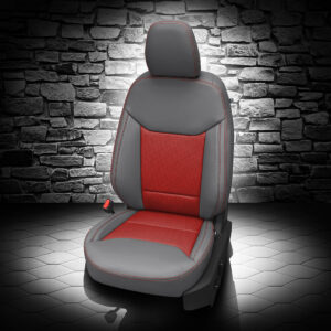 Gray and Red Ford Maverick Leather Seat Covers