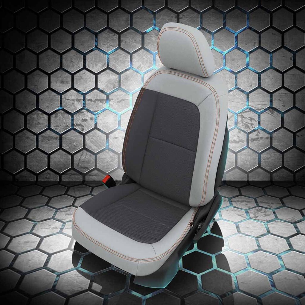 Gray and White Chevy Bolt Seat Covers