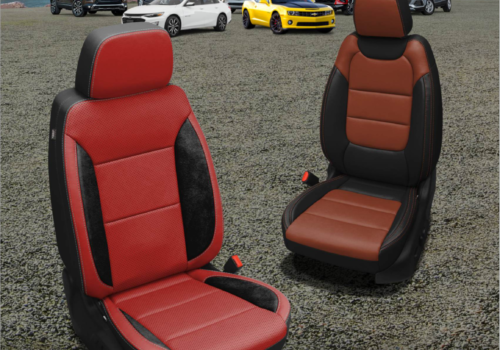 Seat Covers Fiat 500 Specific Made to Measure Covers Only Front RED / CREAM  