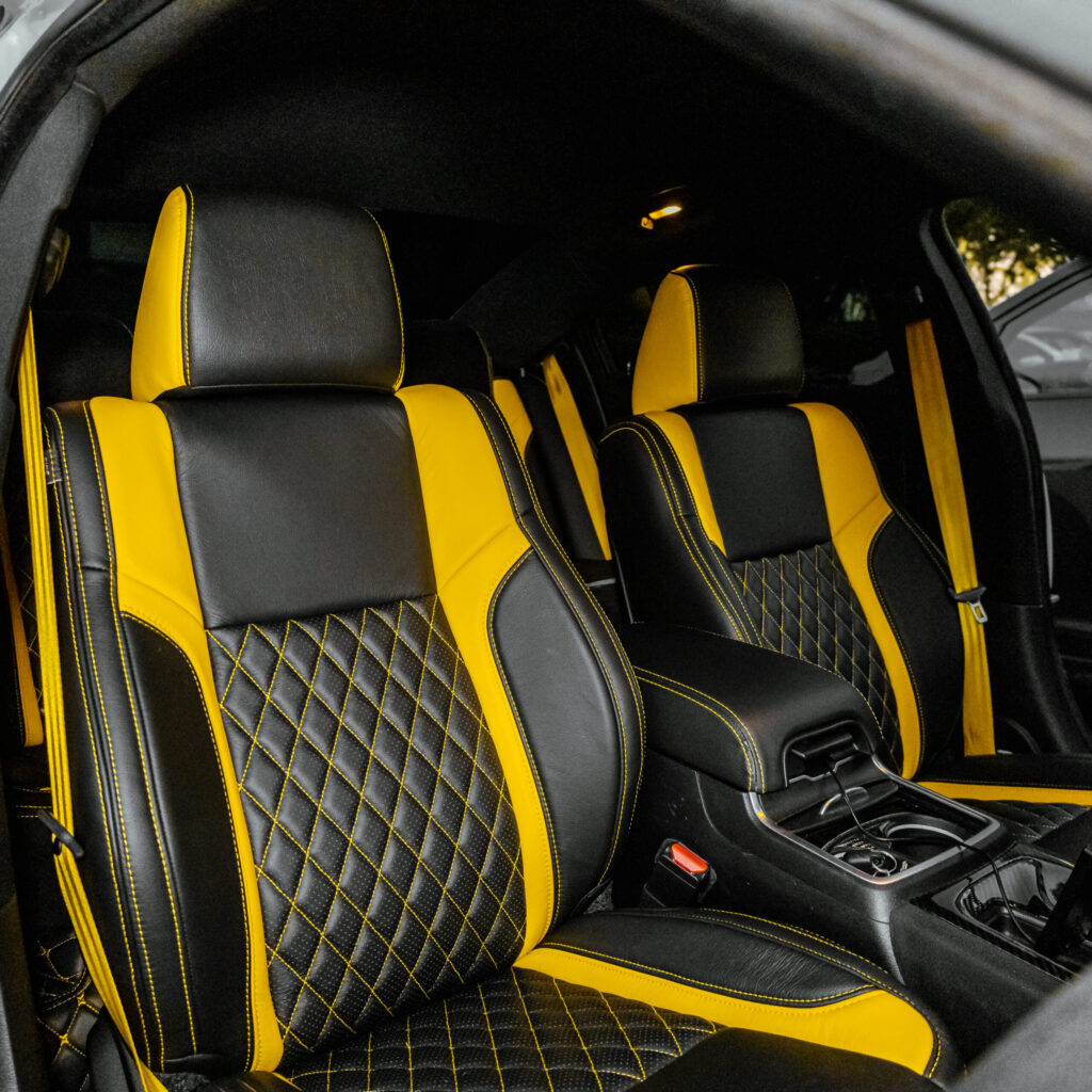 Katzkin Back and Yellow Seat Covers With TEKSTITCH