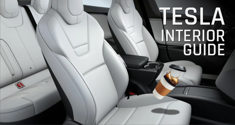 Tesla Interior Guide Including Plaid and White Seat Options